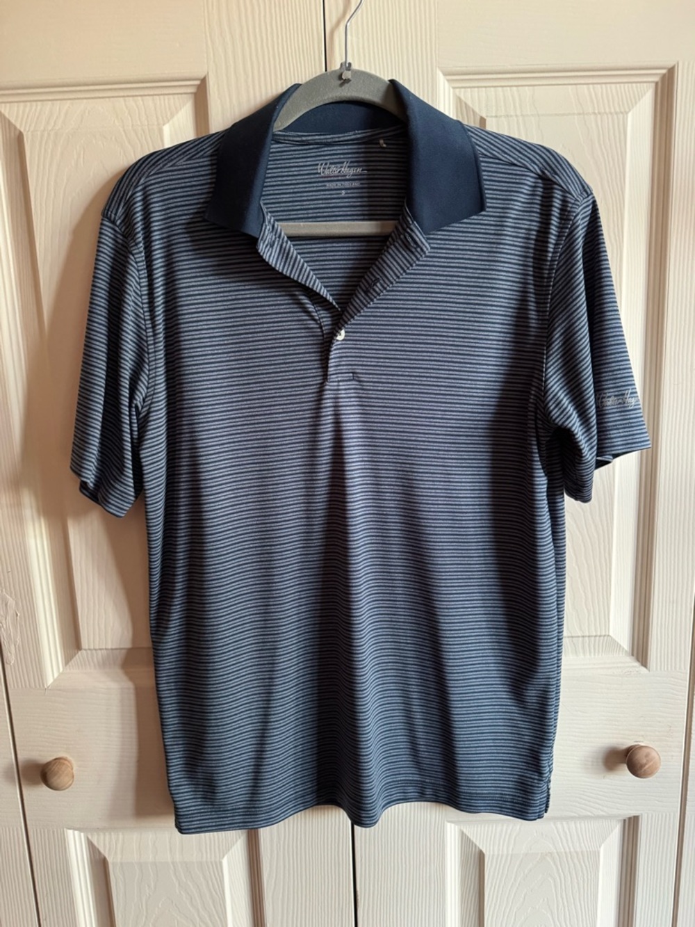 Walter Hagen Navy Micro-Striped Golf Polo